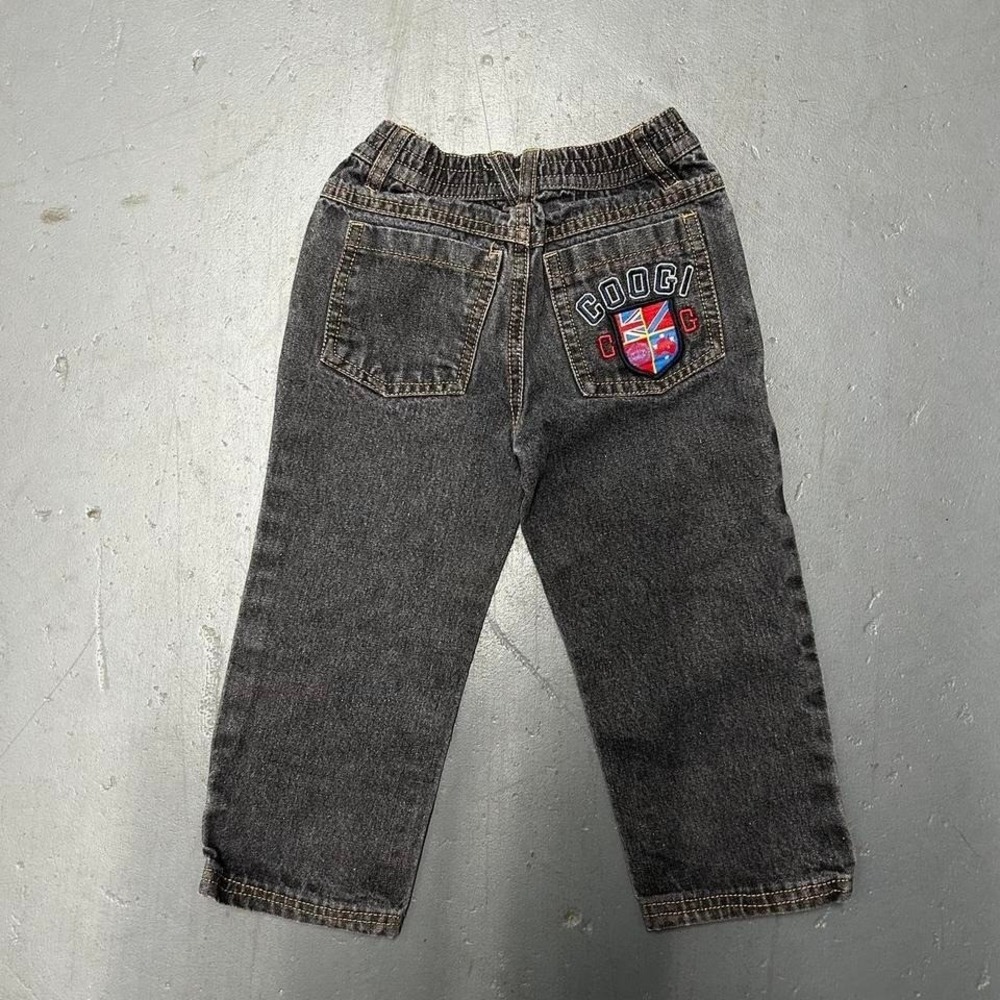 Toddler Y2K Coogi black embroidered baggy denim jeans pants 2t